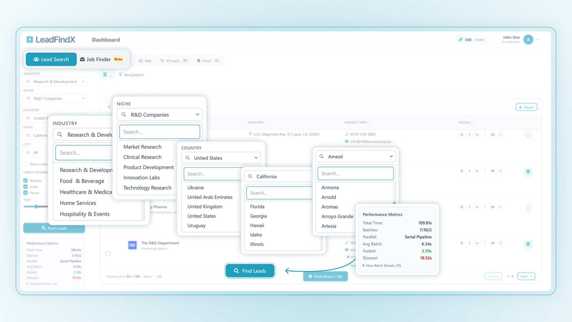 LeadFindX results